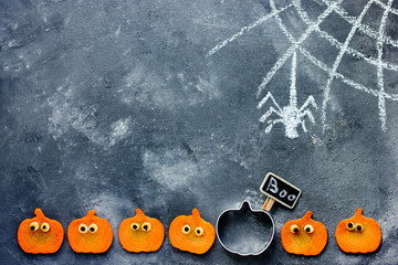 Halloween funny pumpkin background with copy space