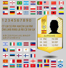 vector eps 10 football player statistics card template. Easy to edit, change text and add country flag