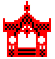 Vector Image Sumy gazebo can be used to cross-stitch red and black. ....The image is made up of squares..
