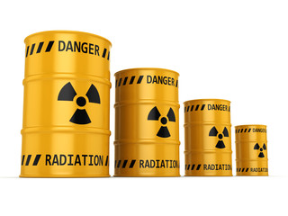 3D rendering Yellow radioactive barrels