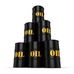 3D rendering Black oil barrels