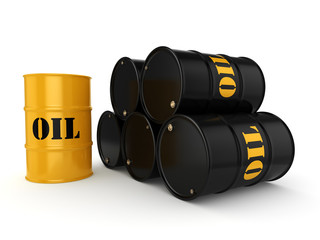 3D rendering Black oil barrels