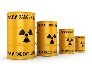 3D rendering Yellow radioactive barrels