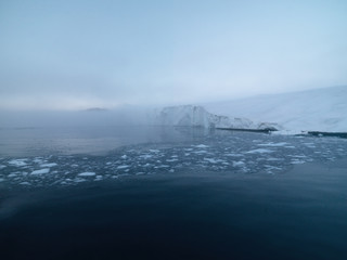 big glaciers are on the arctic ocean at Greenland