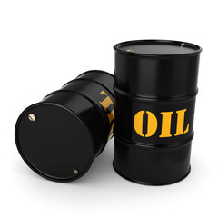 3D rendering Black oil barrels