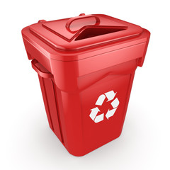 3D rendering Red Recycling Bin