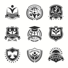 University And College Logos Emblem Set