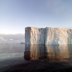 big glaciers are on the arctic ocean at Greenland