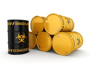 3D rendering biohazard barrels