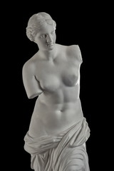 Panele Szklane  posąg Wenus, gipsowa kolumna na czarnym tle