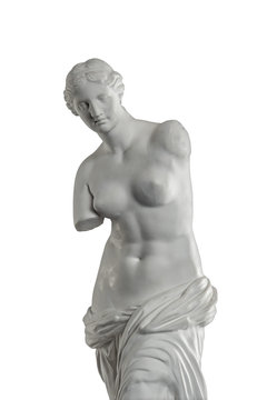 plaster statue of Venus isolated on white background
