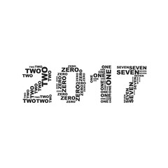 Fototapeta na wymiar Christmas numbers for 2017 New Year of the words monochrome