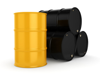 3D rendering black barrels and yellow