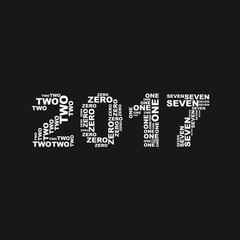Christmas numbers for 2017 New Year of the words monochrome blac