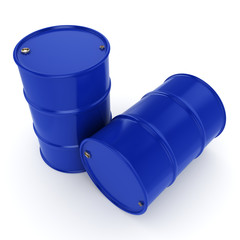 3D rendering blue barrels