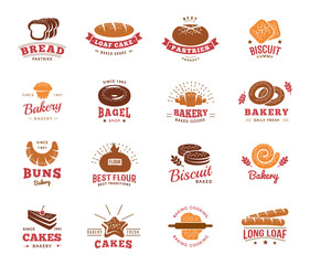 Colorful Label Set Of Bakery Goods