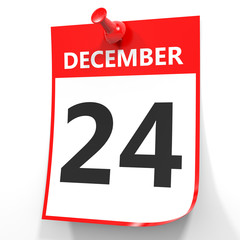 December 24. Calendar on white background.