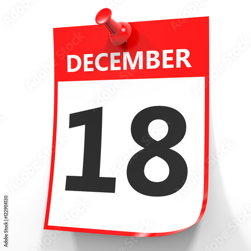 "December 18. Calendar on white background." Stock photo and royalty
