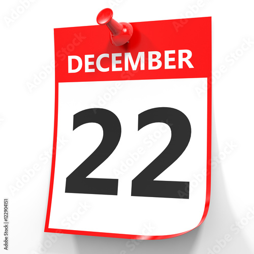 "December 22. Calendar on white background." Stock photo and royalty