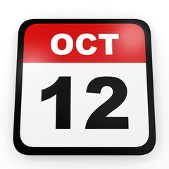 October 12. Calendar on white background.