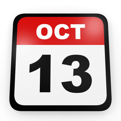 October 13. Calendar on white background.