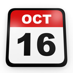 October 16. Calendar on white background.