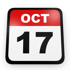 October 17. Calendar on white background.