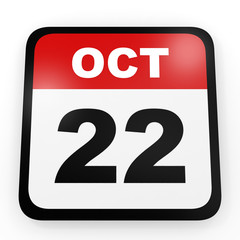 October 22. Calendar on white background.