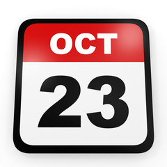 October 23. Calendar on white background.