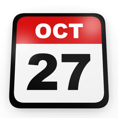 October 27. Calendar on white background.