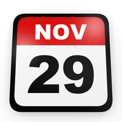 November 29. Calendar on white background.
