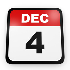December 4. Calendar on white background.