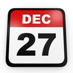 December 27. Calendar on white background.