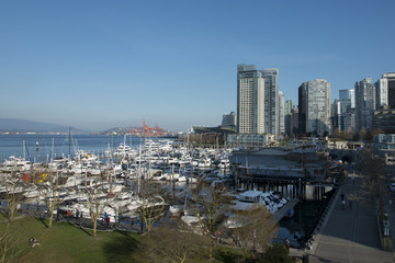 Fototapeta na wymiar Boats at marina, Coal Harbour, Vancouver, British Columbia, Cana