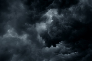 Stormy rain clouds background. Dark sky. Scenic weather changes.