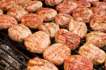 Meat roasted on skewers