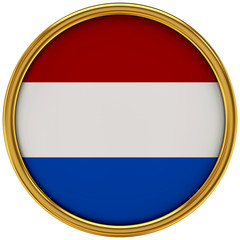 Netherlands Flag Glossy Button/icon (3d rendering).