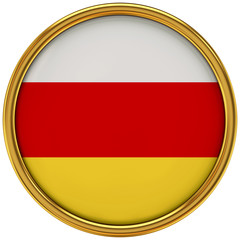 Ossetia Flag Glossy Button/icon (3d rendering).