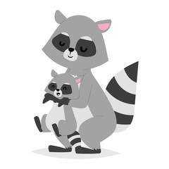 Funny raccoon vector illustration.