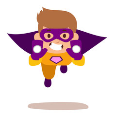 Superhero kid boy cartoon vector illustrationt