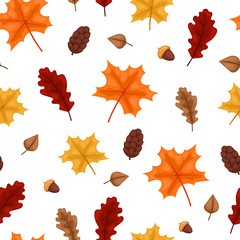 autumn leaf seamless pattern illustration.