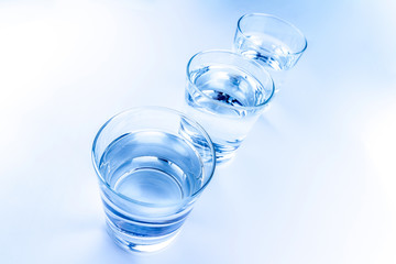 top of view of drink glasses with water, nutrition and health-care concept