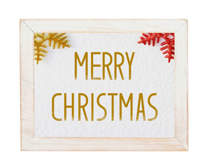 White wooden frame with Merry Christmas isolated on white 