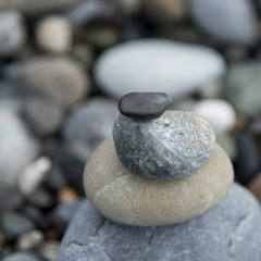 Fototapeta na wymiar Close-up of stack of stones, Deception Pass State Park, Oak Harb