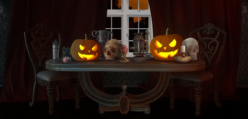 Halloween interior pumpkins