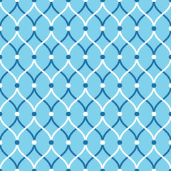 Fototapeta premium Seamless azure blue overlaying rounded zigzag pattern vector