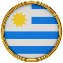 Obraz premium Uruguay Flag Glossy Button/icon (3d rendering).