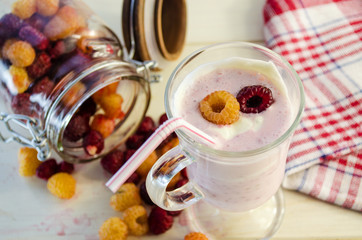 milkshake with raspberries