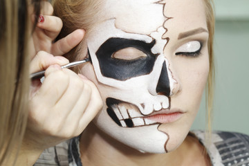 the process of creating makeup for Halloween