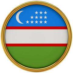 Uzbekistn Flag Glossy Button/icon (3d rendering).